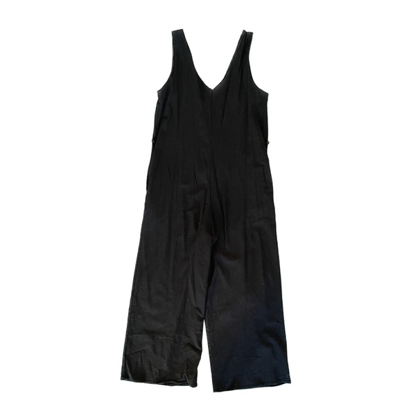 Black Linen Jumpsuit (petite and pregnancy friendly) - Picture 2 of 6